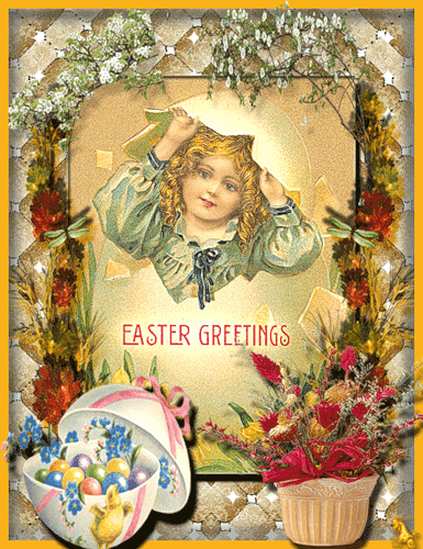 Easter Greetings. Винтажная открытка